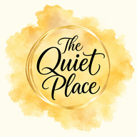 The Quiet Place app icon: black lettering in a gold watercolor ring
